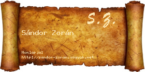Sándor Zorán névjegykártya
